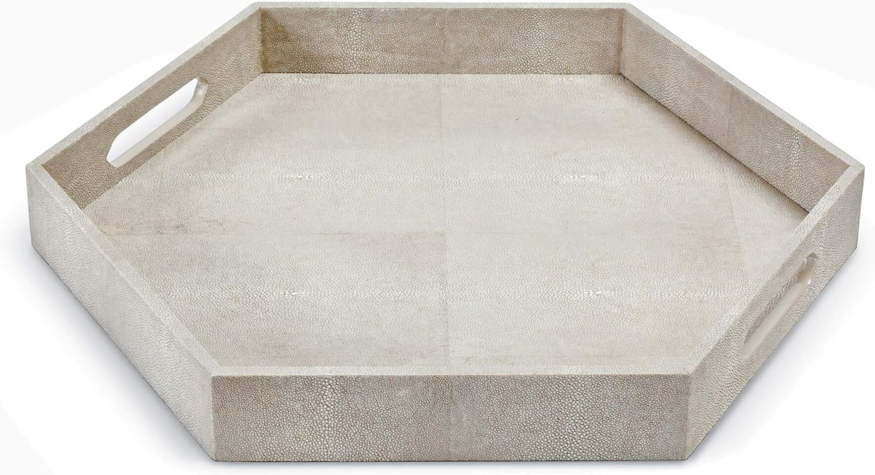 Regina Andrew Shagreen Hex 2-1/2" High White/Natural Ivory Grey Serving Decorative Tray