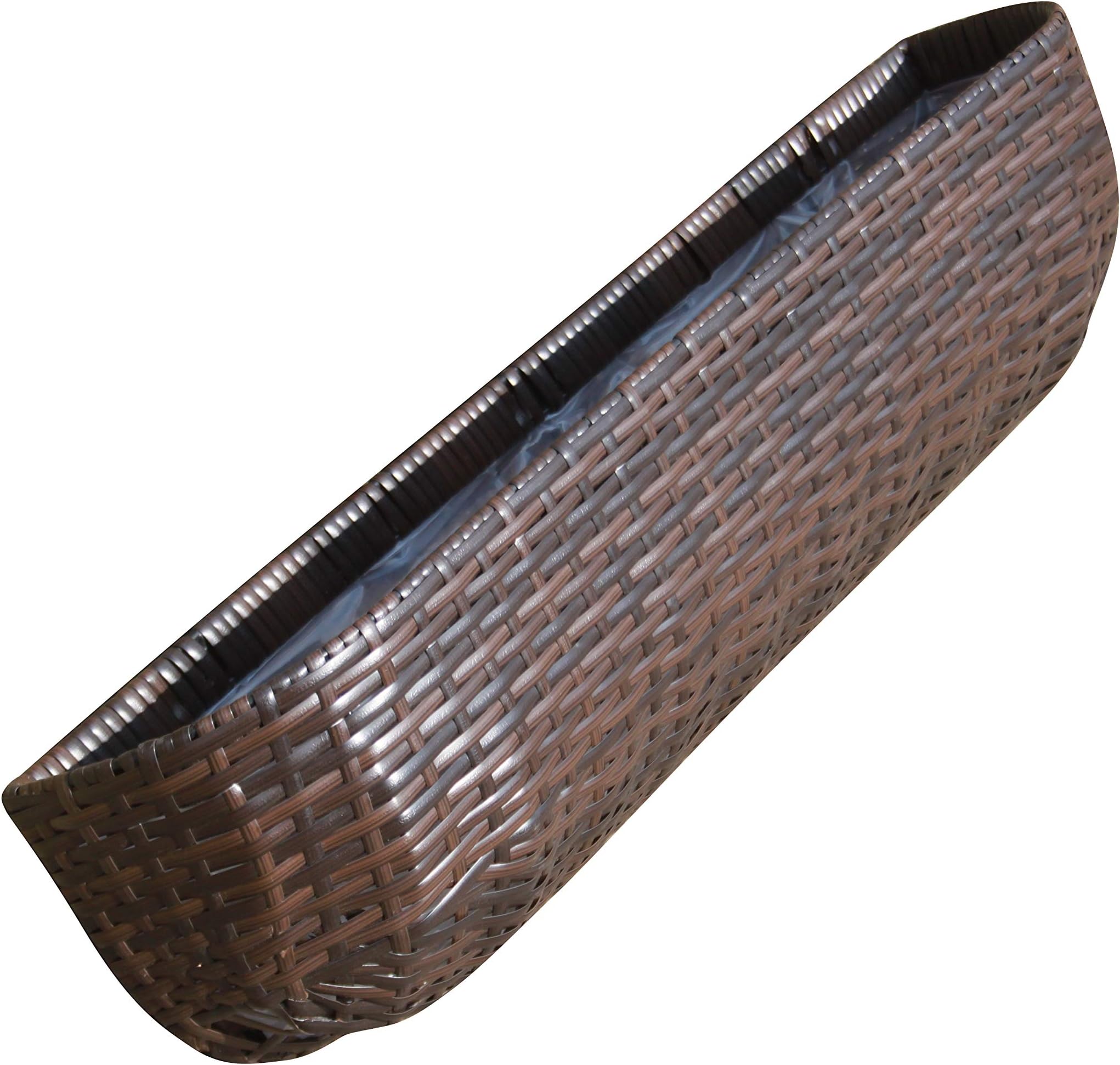 Rattan Hand Woven Long Hanging Wall Basket Flower Pots Planters Garden Furniture in Brown