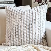Aeckself Handmade Boho Chenille Tufted Pillow Cover 18x18 Inch, Decorative Square Throw Pillow Cover Neutral Pillowcase for Couch Bedroom Living Room, Grey White