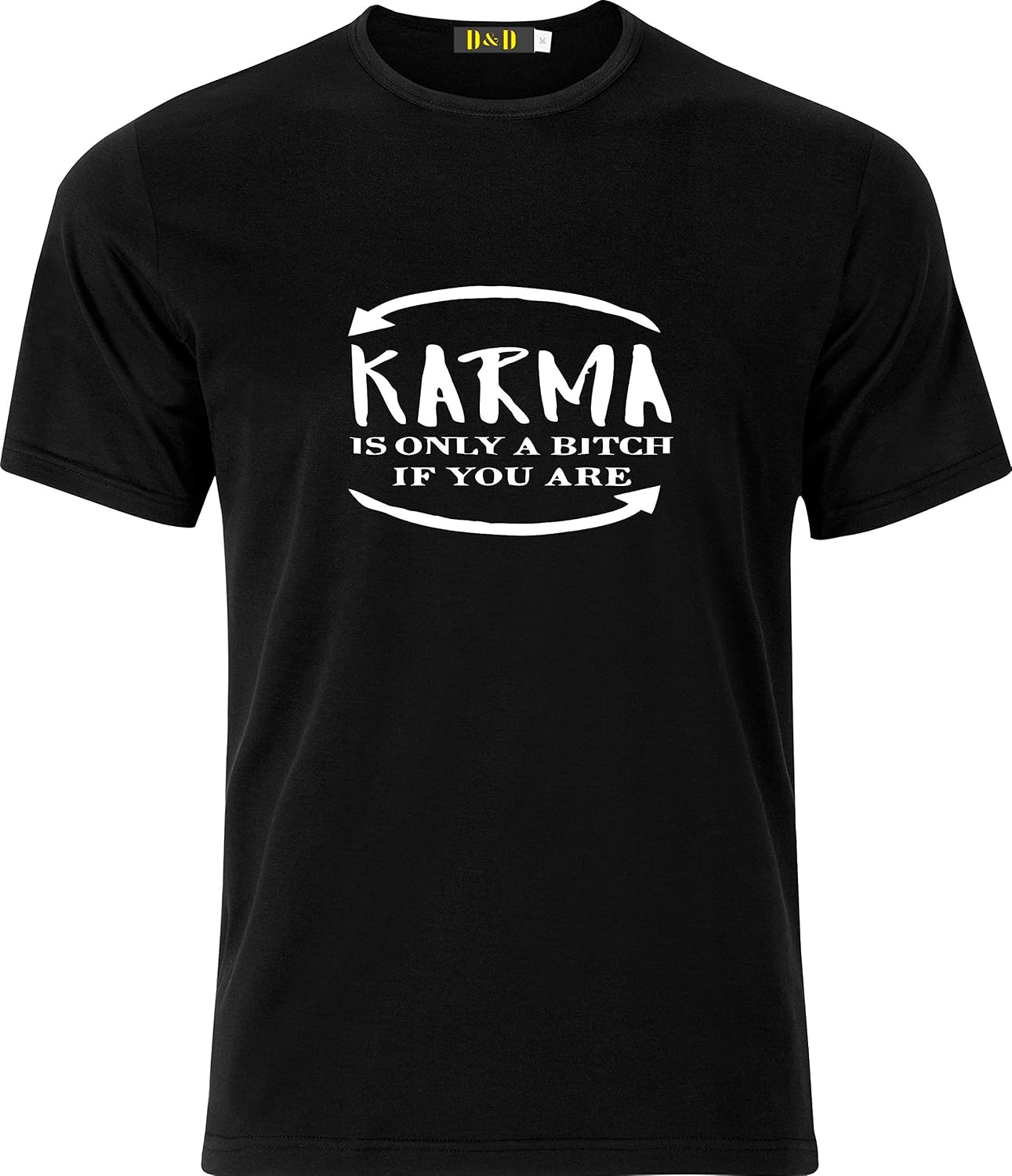 OwnDesigner Damen Tshirt Mit Spruch Karma Is A Bitch