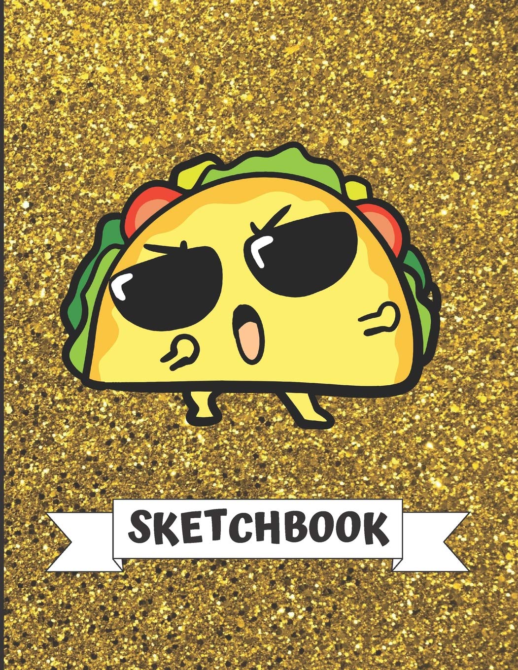 Sketchbook Cute Angry Dancing Taco With Gold Glitter Effect