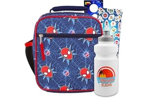 Fast Forward Spiderman Lunch Box for Boys Set - Spidey Lunch Bag, Beach Kids Water Bottle, Stickers, More | Avengers School Supplies