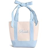 Chug Buddy Bride Tote Bag | Canvas Mini Tote Bag w/Bow | Bachelorette Gifts for Bride, Bride to Be Gifts for Bachelorette Party, Bridal Shower, Engagement Party Favor, Wedding Accessory