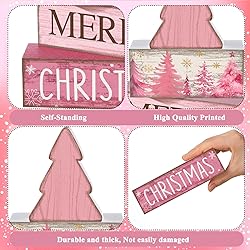 Lineshading 4 Pcs Christmas Table Decoration Wooden