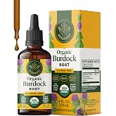 HERBAMAMA USDA Organic Burdock Root - Lymphatic Drainage Drops - 4 oz | Burdock Root Tincture &bull; Skin Health Supplements &bull; Non-GMO &bull; Alcohol &amp; Sugar-Free &bull; Vegan &bull; Liquid &bull; 85-Day Supply