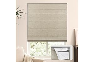 LazBlinds No Tools No Drill Cordless Roman Shades for Windows, Blackout Thermal Insulated UV Blocking Window Blinds, Lightweight Fabric Blinds for Indoor Windows, 35" W x 60" H, Blackout - Beige