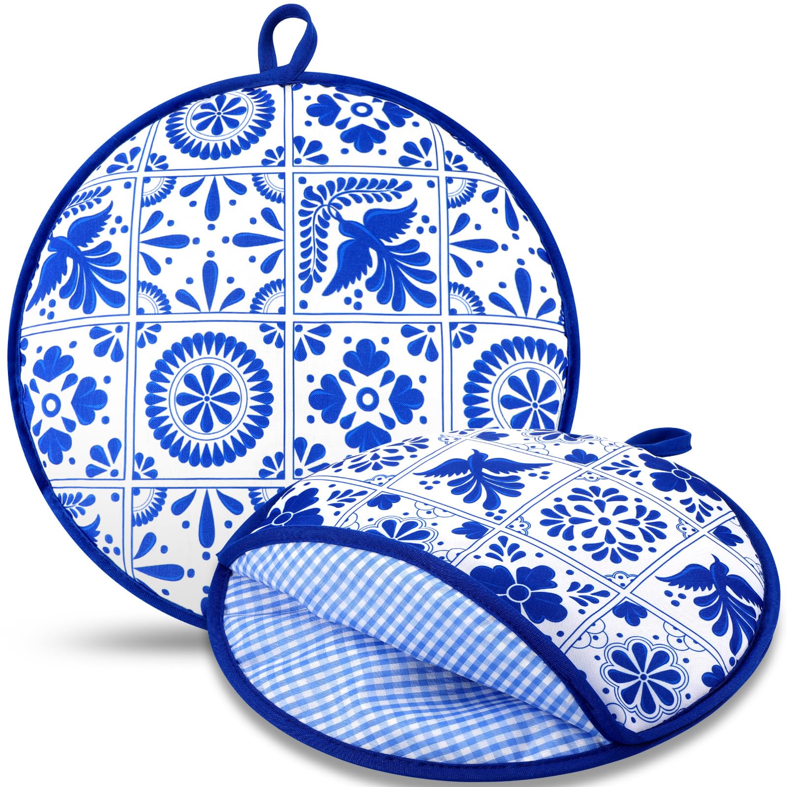 Photo 1 of Honeydak 2 Pcs 12 Inch Tortilla Warmer Pouch, Mexican Talavera Pattern Microwavable Insulated Cloth Pouch for Tortillas, Tacos, Naan, and Pizza Rolls
