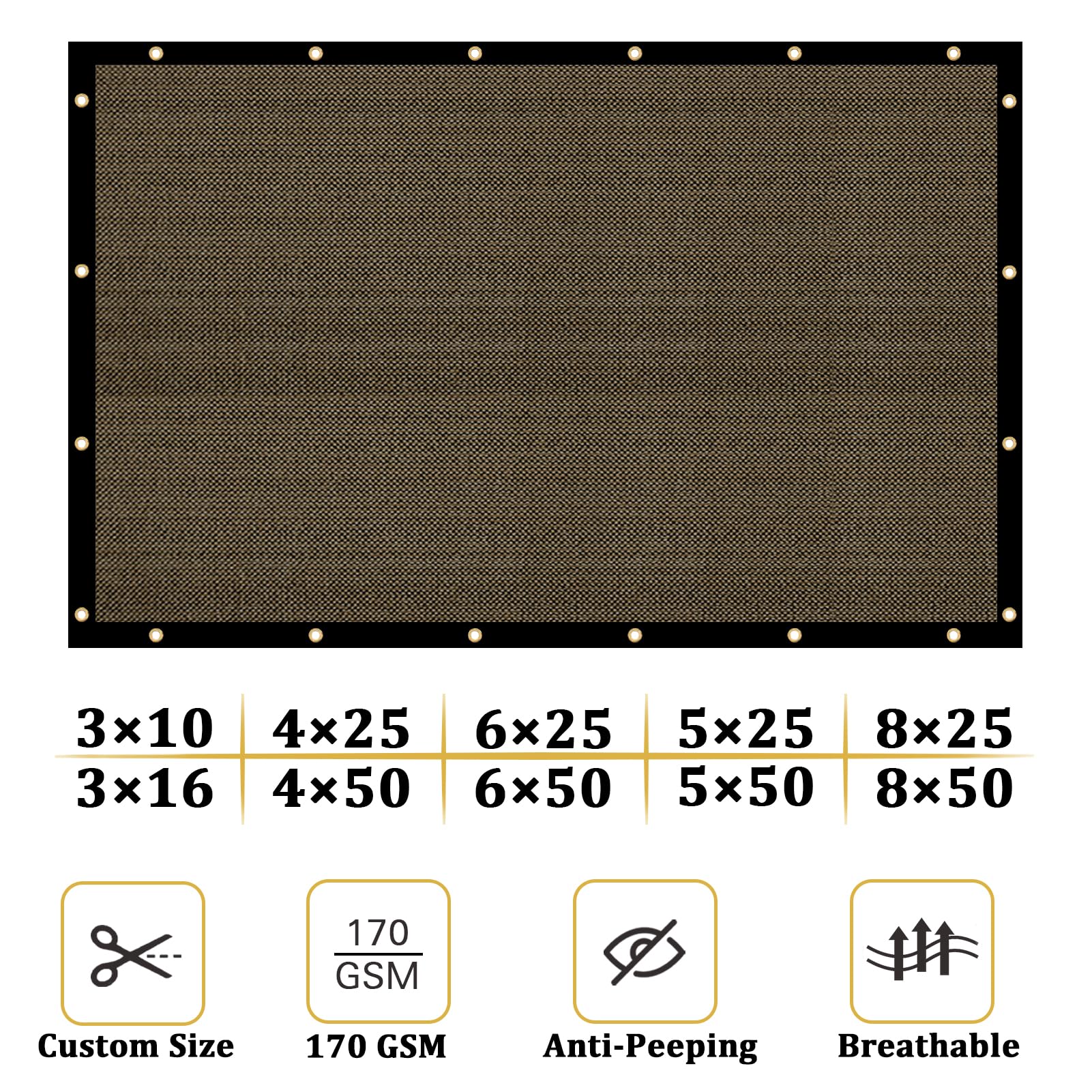 Shade&Beyond 6'x51' Brown Privacy Screen