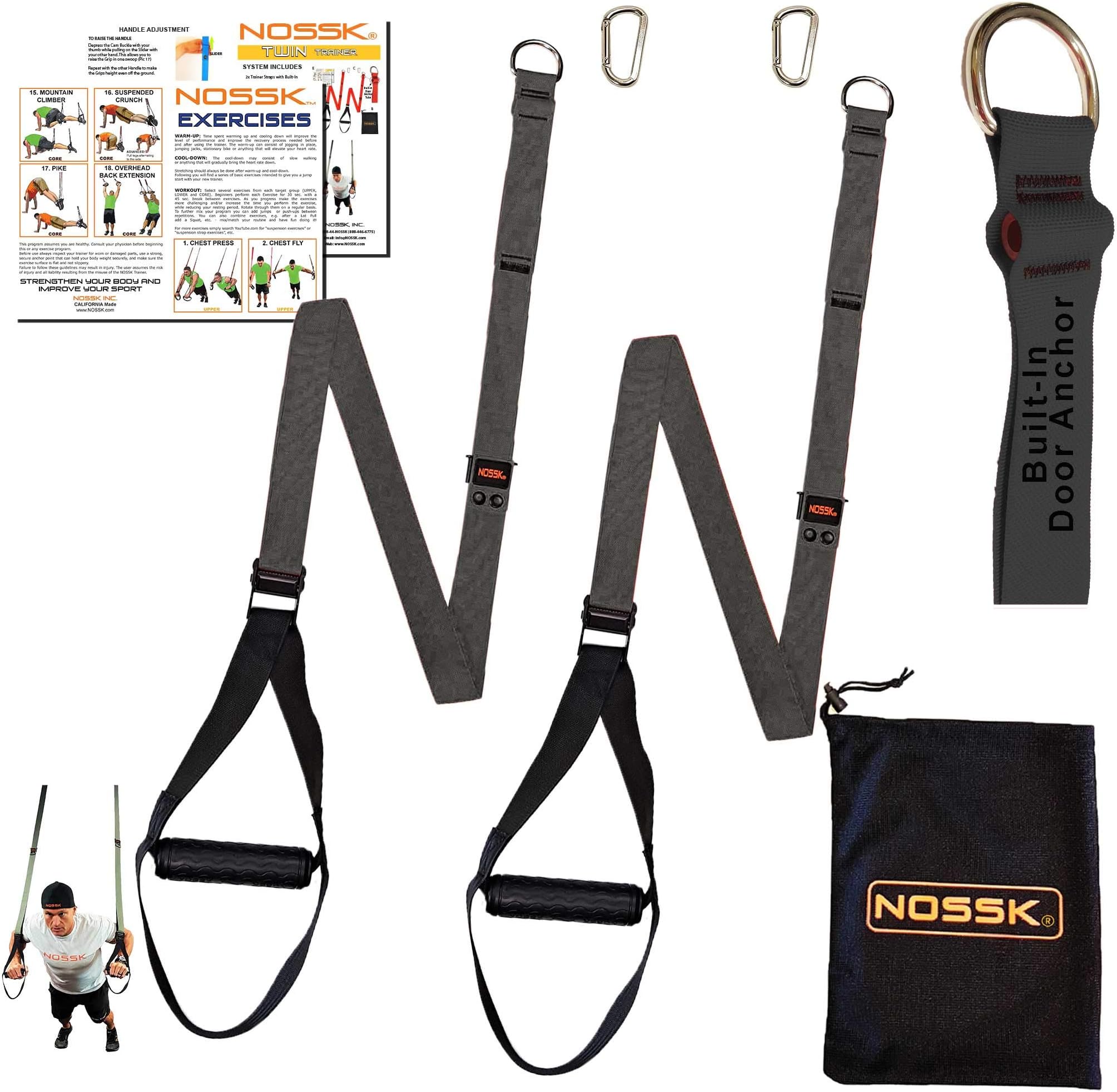 NOSSK Twin PRO Bodyweight Fitness Strap Trainer (Gray)