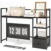 COTUBLR Desk Shelf, 41.3" Desktop Organizer Shelf, Desk Hutch for Computer Monitor, 4 Tier Desktop Display Rack, Wood Desktop