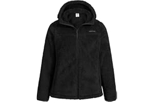 Pioneer Camp Women's Fuzzy Fleece Jacket Full Zip Up Lightweight Warm Soft Fleece Coat with hood for Spring Fall Winter