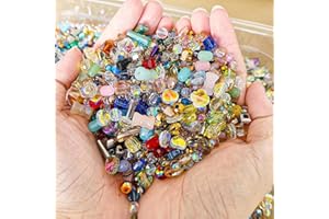 Assorted Glass Beads for Jewelry Making, 80g 2-16mm Colorful Crystal Beads for Bracelets, Crafts, DIY Lamp Work, Bulk Jewelry