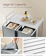 VASAGLE 2-Compartment Laundry Hamper with Shelf 92 L Slate Grey White BLH201W11 view 4