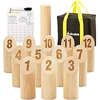 Aivalas Wooden Tossing Game Set, 12PCS Numbered Block Toss Games with Scoreboard & Carrying Case, Outdoor Lawn Backyard Beach
