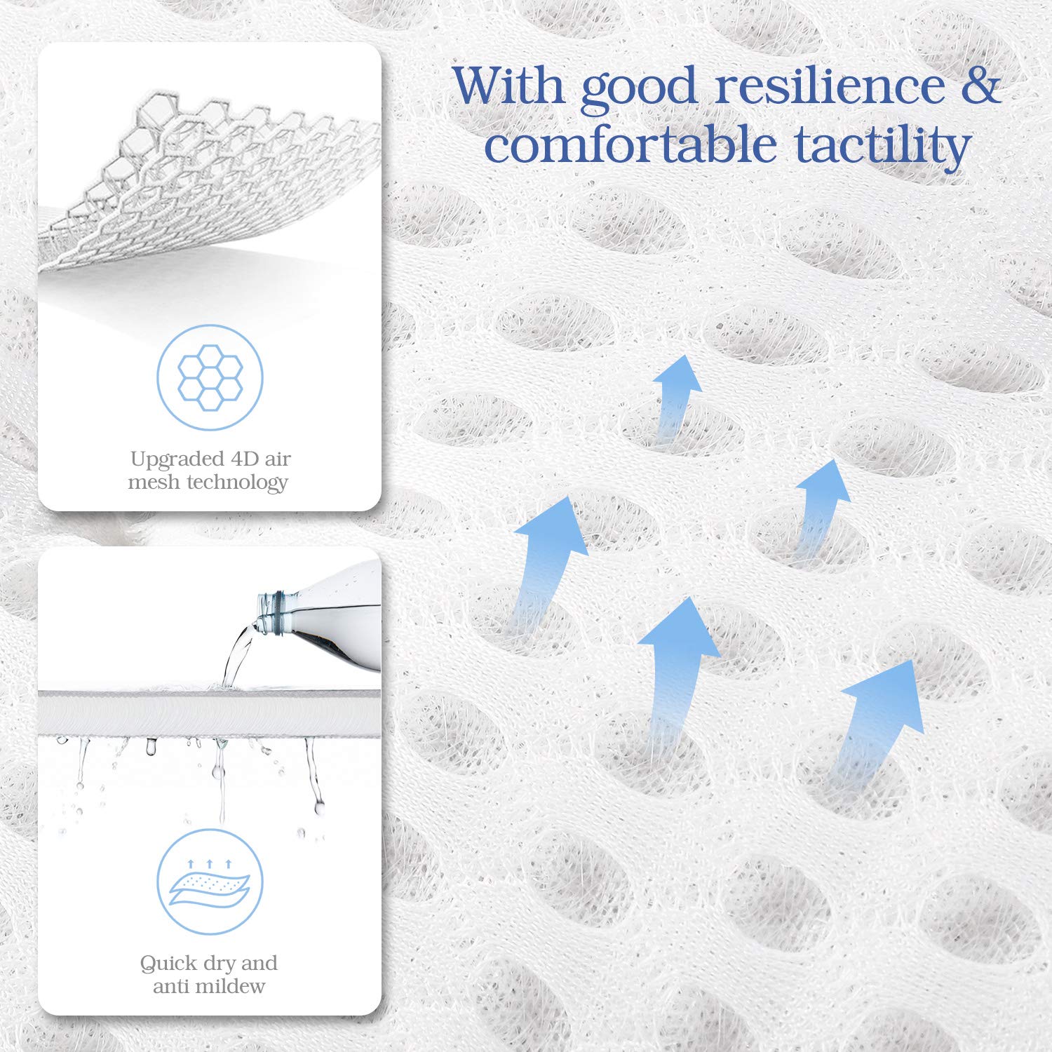 Pretigo Bath Pillow Bathtub Pillow, Bath Pillows for Tub with Neck, Head, Shoulder and Back Support, 4D Air Mesh Spa Pillow and 7 Suction Cups for Bath(12.6x14.4x3.5in, White) : Beauty