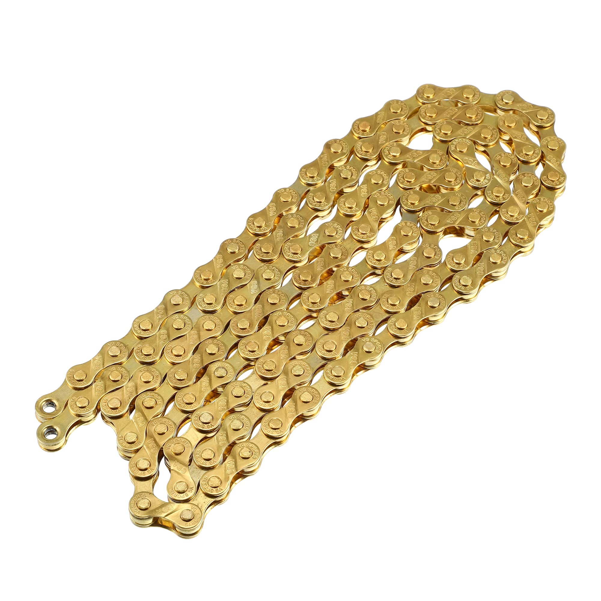 X AUTOHAUX 8 Speed 116 Links Bicycle Speed Chain Replacement Metal Gold Tone