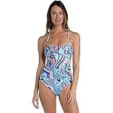 La Blanca Women's Bandeau Wrap Mio One Piece Swimsuit, Multi//Crystal Cove, 14