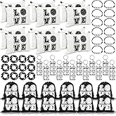 Tigeen 60 Pcs Volleyball Gifts for Teen Girls Volleyball Drawstring Gift Bags Charm Bracelet Hair Scrunchies Makeup Bag Lipstick Holders Keychain Sports Party Supplies