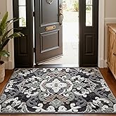 LUMI Indoor Door Mat for Entrance 26x46, Luxury Front Doormat with Non-Slip Latex Rubber Backing, Soft Washable Dirt Trapper, Flower Bliss (Rolled Package)
