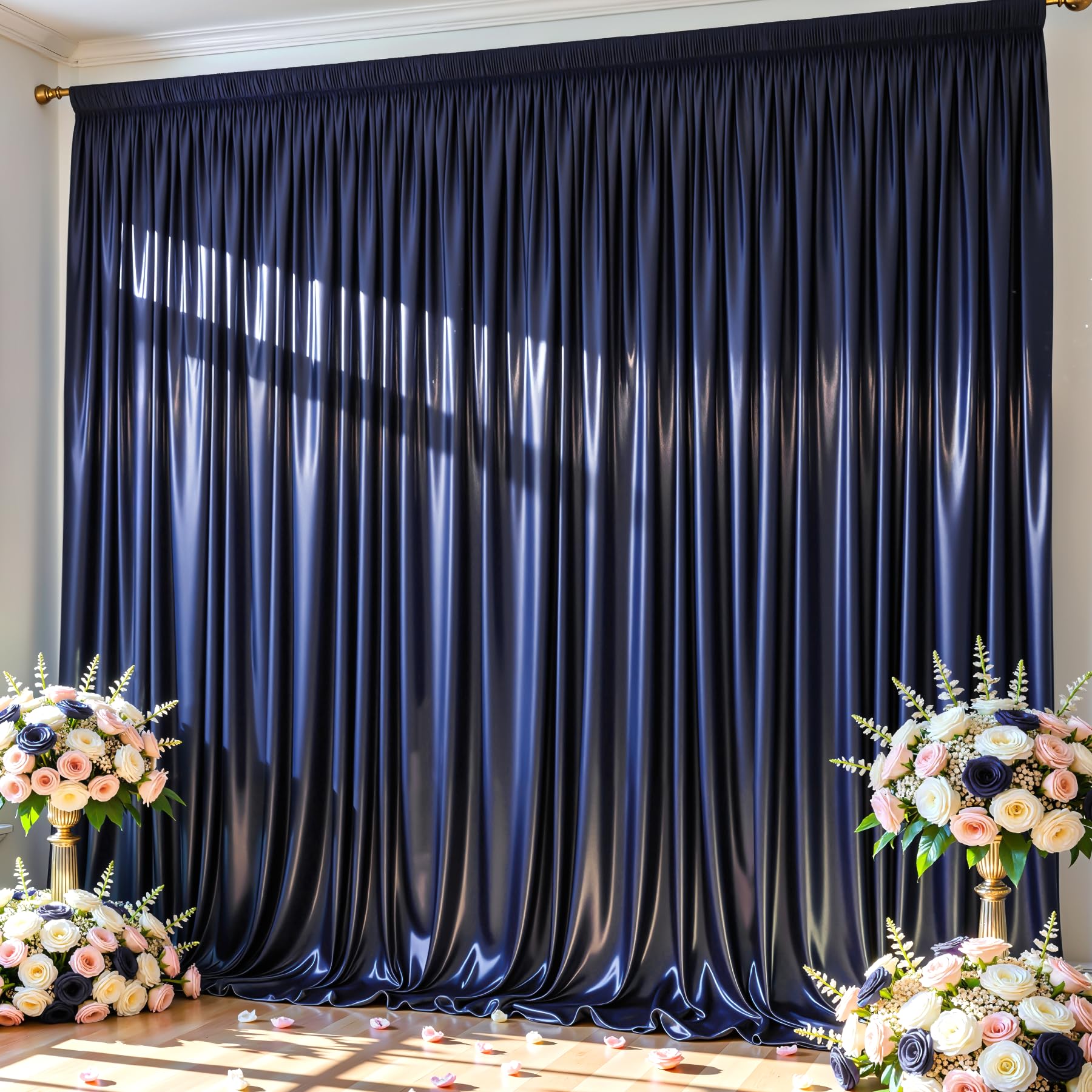 Photo 1 of 10x10 ft Navy Blue Glitter Backdrop Curtain for Parties, Wrinkle Free Glitter Photo Backdrop Drapes 2 Panels 5x10FT Shimmer Back Drop Cloth for Wedding Birthday Christmas Photography Background Decor