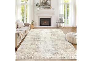 Capslpad Modern Abstract Area Rugs 5x7 Washable Rug for Living Room Non-Slip Farmhouse Rug Low Pile Soft Non-Shedding Beige A