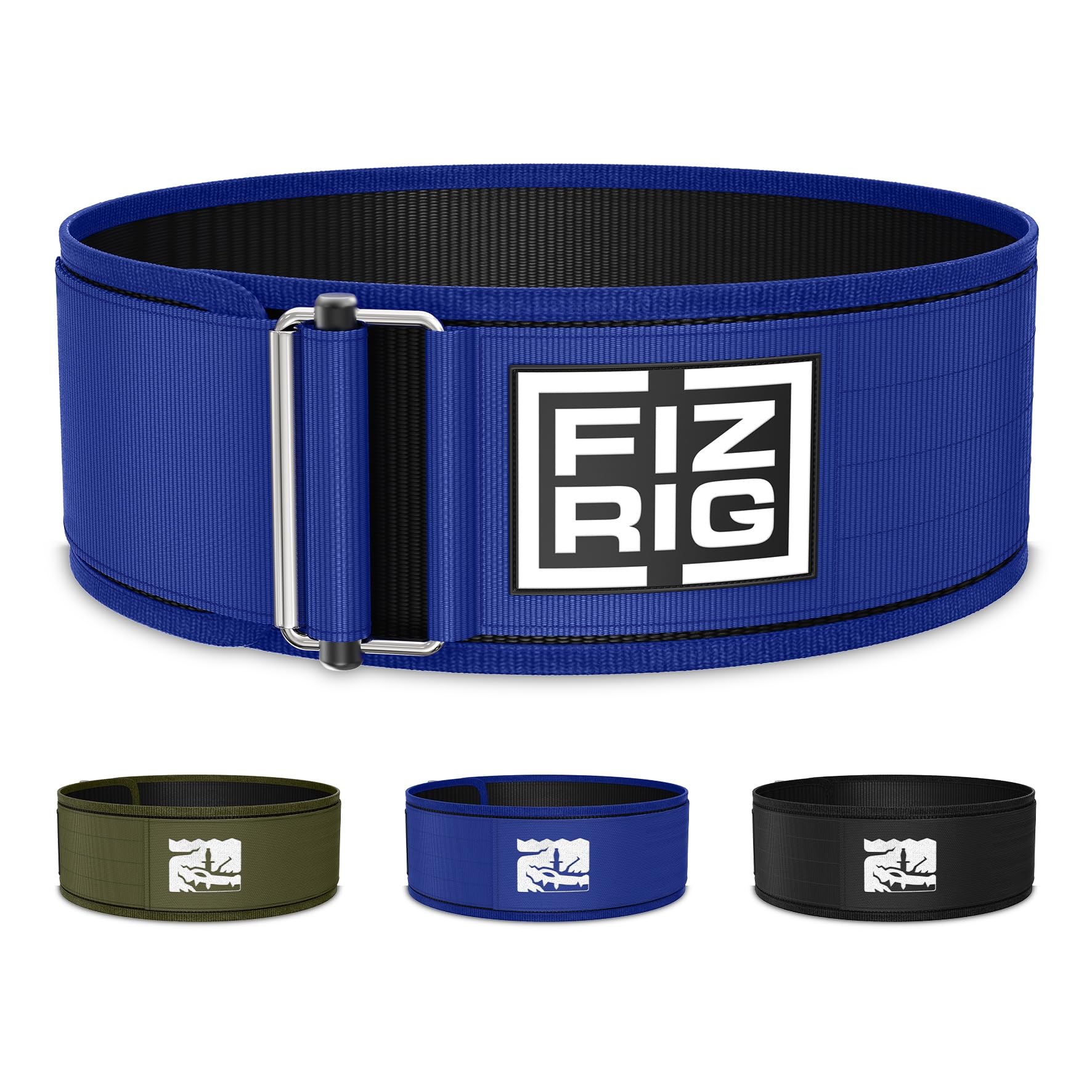 FIZRIG Self-Locking Weight Lifting Belt - High Performance Belt for Functional Fitness | Powerlifting | Olympic Lifting | for Men & Women | Premium Deadlift & Squat Training Belt (Blue, L)