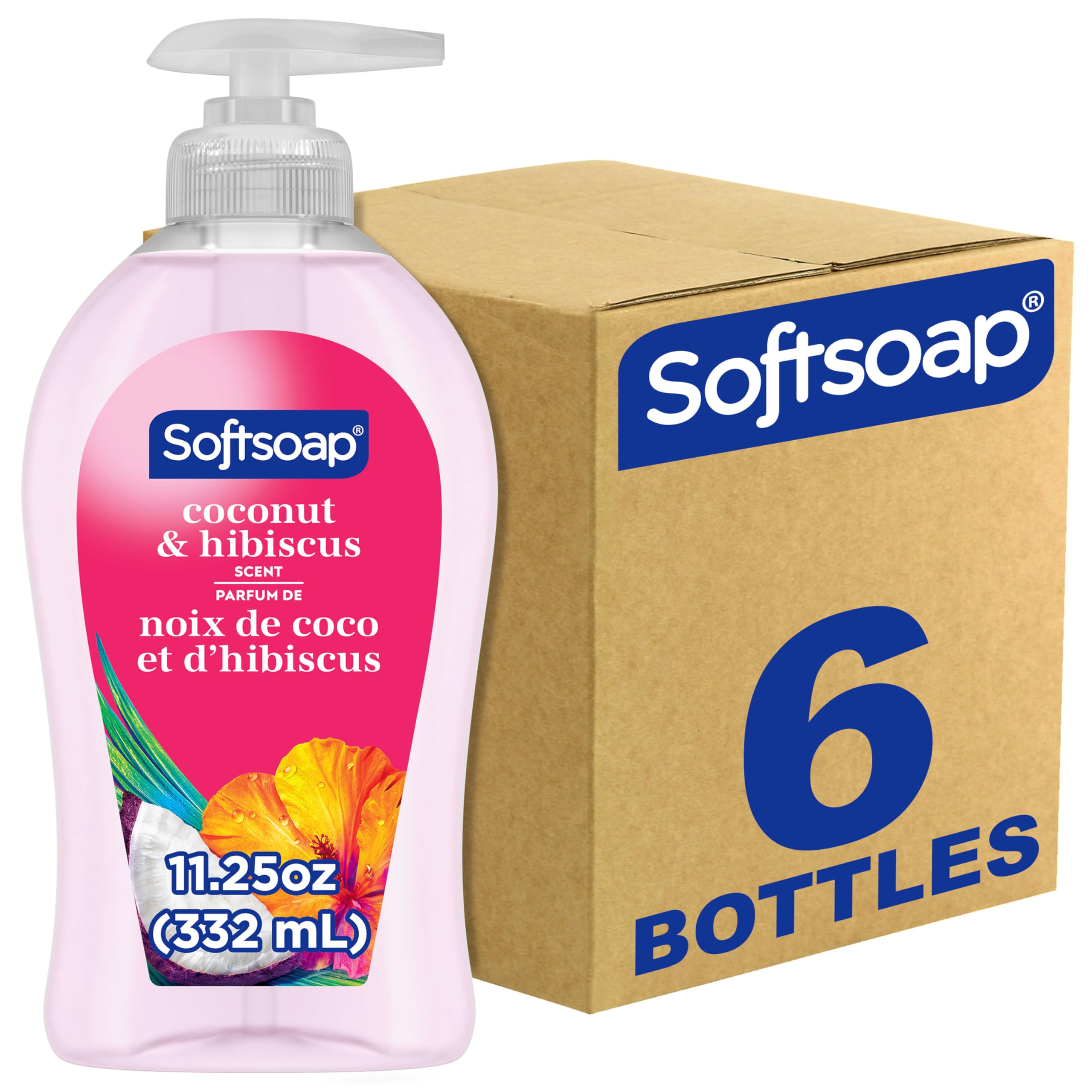 Photo 1 of *** MISSING 1 ** Softsoap Coconut & Hibiscus Scent Hydrating Liquid Hand Soap, Liquid Hand Soap, 11.25 Fl Oz (Pack of 6)