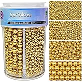 Gold Sprinkles for Cake Decorating, 4 Sizes Pearl Sprinkles Mix 7.7Oz for Cake Cupcake Ice Cream Donuts Cookie Baking Topping