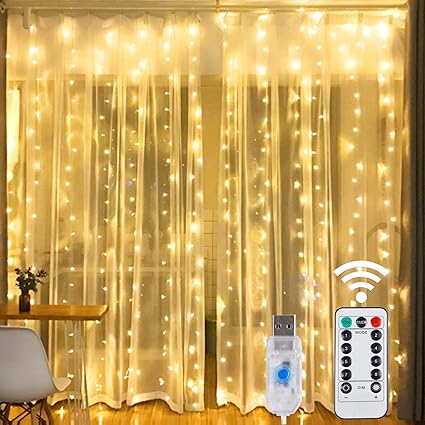 luces para cortina de ventana 300 led 8 modos de iluminacion luz de cobre con mando a distancia alimentada por usb para fiestas de navidad bodas