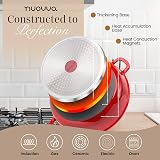 Nuovva Non-Stick Aluminium Pot with Lid 3.9L 28cm Red Shallow Dutch Oven view 3