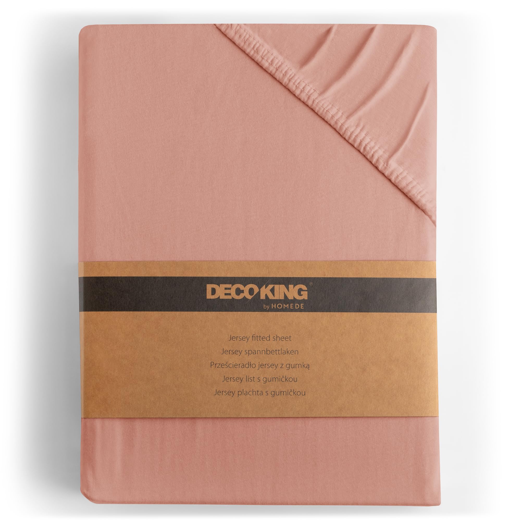 DecoKing Fitted Sheet Small Double 100% Combed Cotton Soft Jersey Bed Sheet 100x200-120x200 cm Salmon Amber