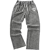 Verdusa Men's Vintage Washed Athletic Sweatpants Hip Hop Straight Leg Workout Pants with Pockets