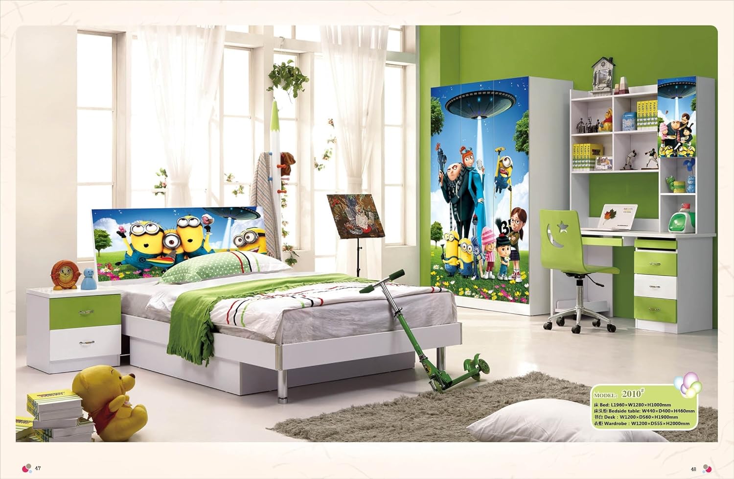 kids bed and desk set