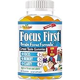 Kids Focus and Attention Supplements – Omega 3 Focus Gummies for Kids & Teens | Brain Focus Supplement & Memory Vitamins | Vegan, Non-GMO, Fruity Flavor – 60 Gummies