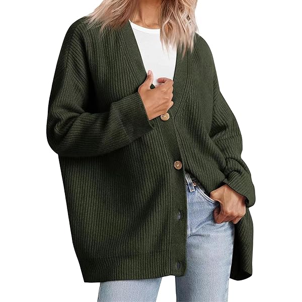 thumbnail image 2 of Mengpipi Women's Cardigan Sweater Loose Long Sleeve Open Front Knit Coat With Pockets Black S 4 6 2 of 13