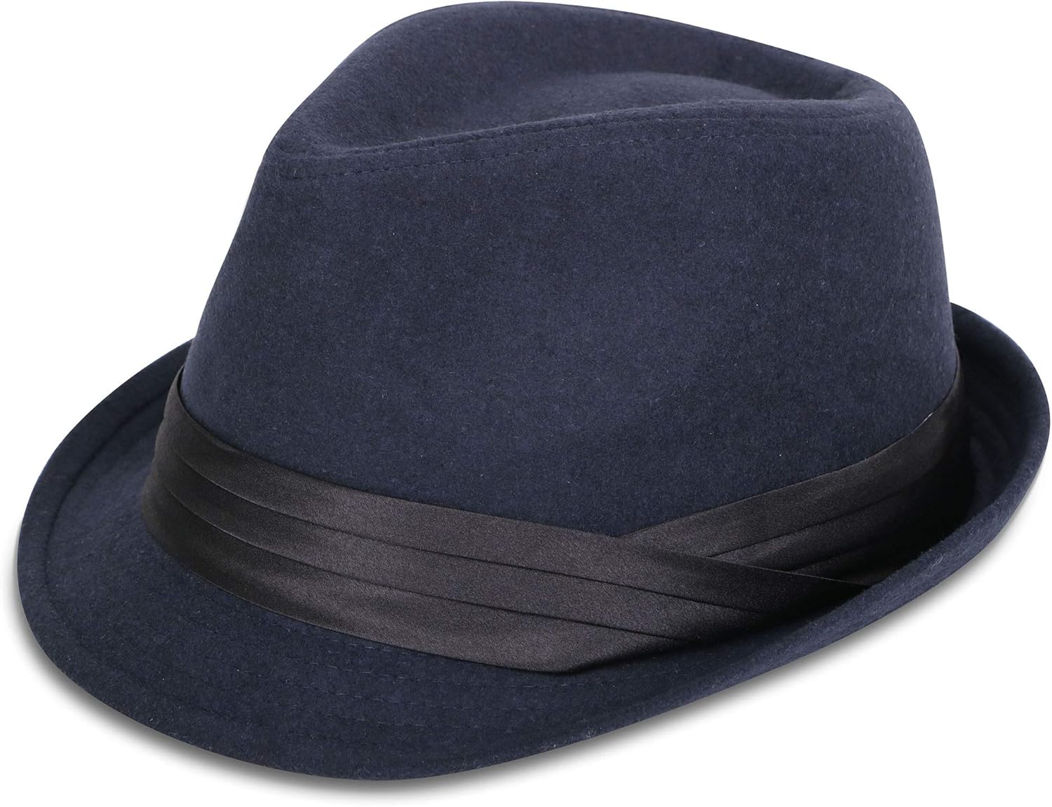 Simplicity Mens Cool Teardrop Crown Fedora Trilby Hat Pinstripe with Black Band at  Men’s Clothing store