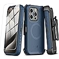 M MYBAT PRO Maverick Series iPhone 15 Pro Max Case with Belt Clip Holster,[Compatible with Magsafe] w/Screen Protector,Anti-Drop,Shockproof,with 360°Rotating Kickstand,Heavy Duty Protection Blue