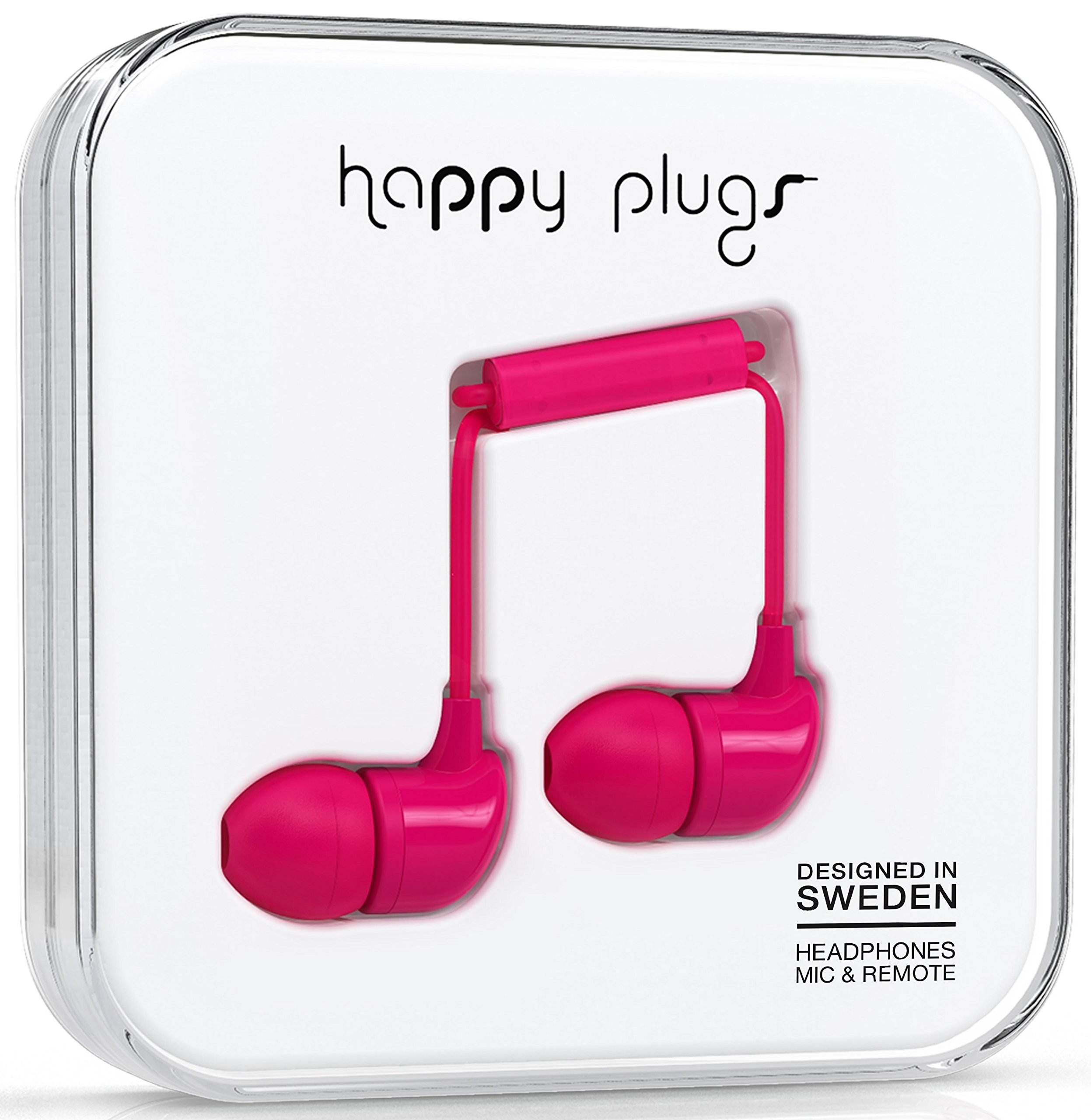 Happy Plugs Wired In-Ear Earphones with In Line Remote - Cerise