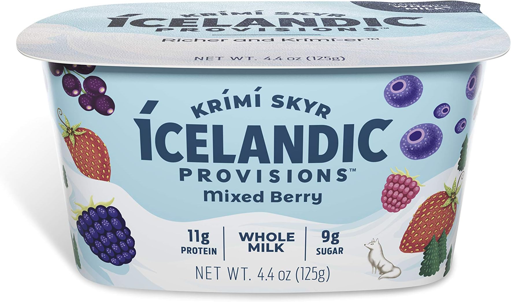 Icelandic Provisions Krimi Skyr, 11 Grams of Protein, Low Fat, Mixed Berry, 4.4 Ounce