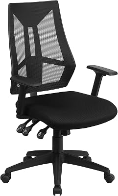 Ivan Fauteuil de Bureau pivotant Multifonction en Maille avec accoudoirs réglables Noir