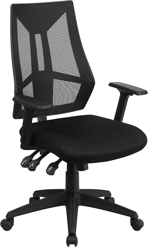 Ivan Fauteuil de Bureau pivotant Multifonction en Maille avec accoudoirs réglables Noir