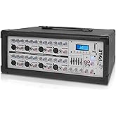 PyleUsa 8 Channel Bluetooth Stage Powered Mixer, 800 Watt Pro Audio Sound Mixer, MP3 USB SD Readers, Aux Input, Digital LCD Display, Built in Cooling Fan