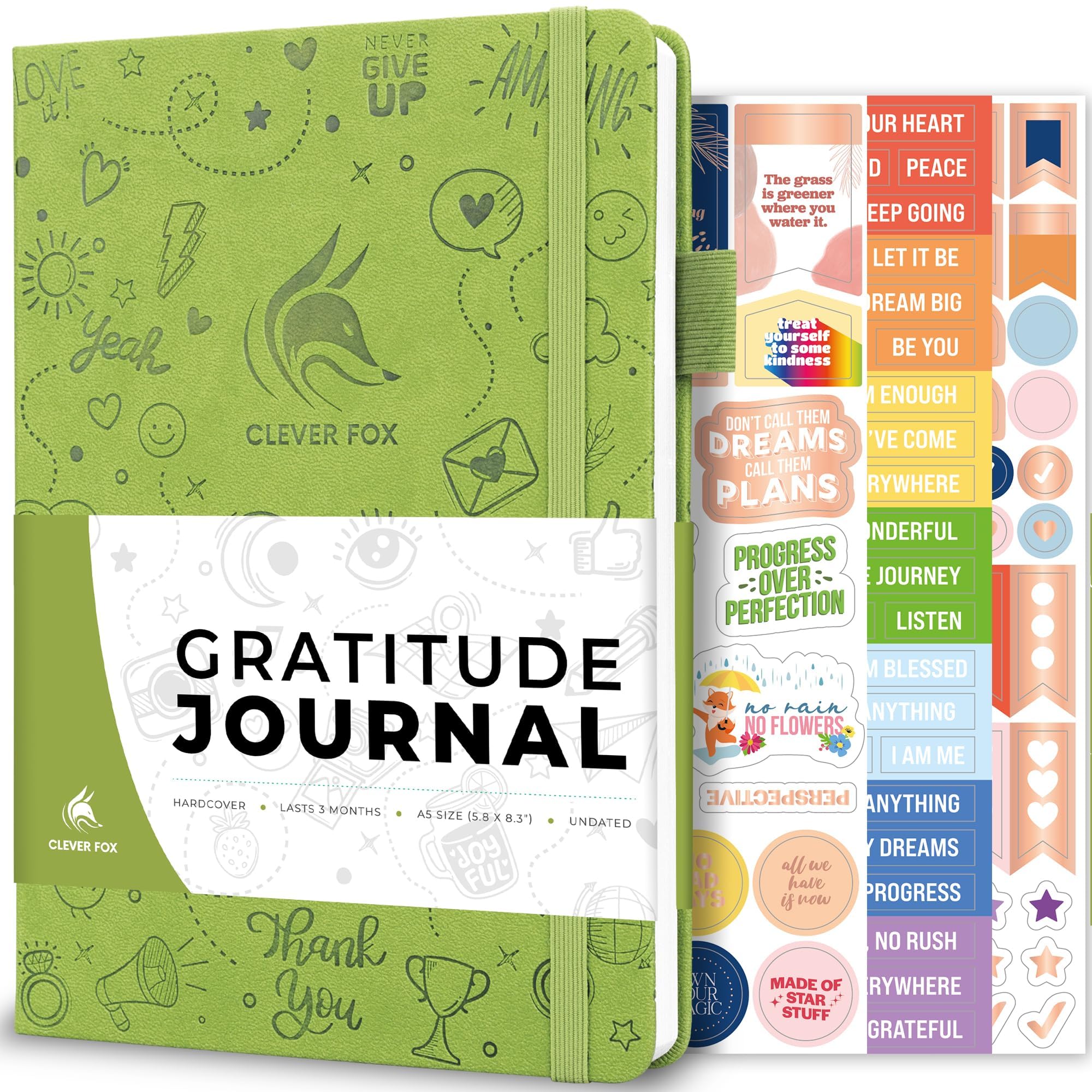 Clever Fox Gratitude Journal – Happiness, Positivity & Affirmation Daily Journal – Inspirational Daily Notebook – 3 Months, A5 (Spring Green) — image 1