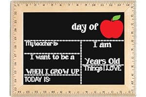 BLOOMOWL Bloom Owl First Day of School Chalkboard Sign - 11.5"x15" Reusable Back to School Photo Prop with Wooden Ruler Frame for Preschool, Kindergarten, and Beyond