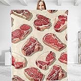 dhakalrlde Funny Steaks Throw Blanket - Plush, Soft, Comfy, Lightweight, Warm, Fuzzy, Cozy and Stylish Flannel Blanket for Women & Men - Perfect for Couch, Sofa, Travel, Bed, Office 50in×60in