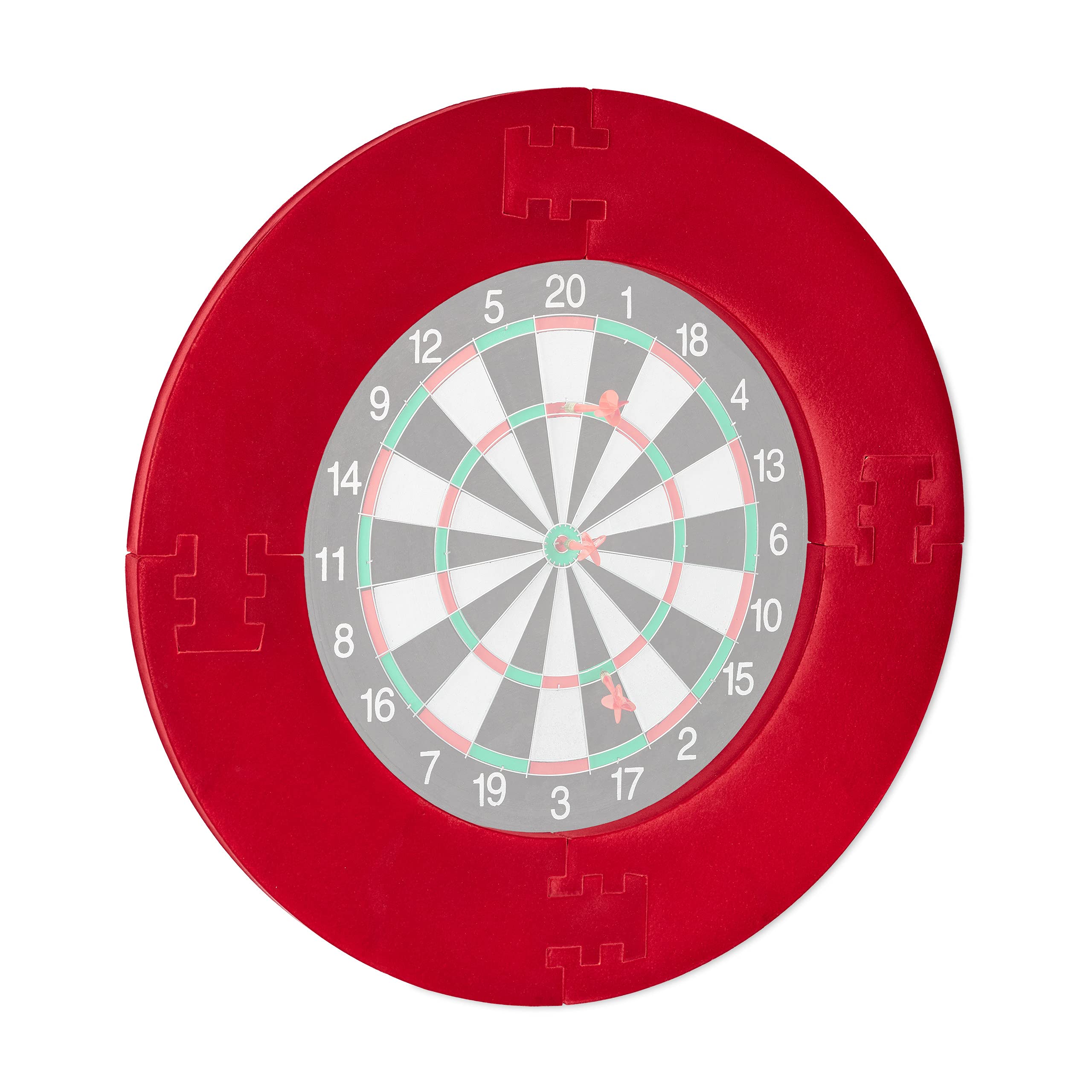 Relaxdays Darts Catchring R7, 4-Piece, Safety Surround for 45 cm Dartboards, Wall Protection, EVA, Ø 72 cm, Red