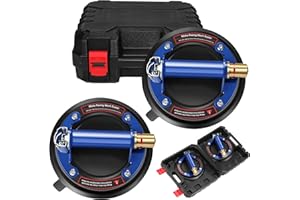 GOTSBLOCK 8" Glass Suction Cup, 2 Pack Vacuum Suction Cups with Metal Handle and Brass Pump, Heavy Duty for Glass & Granite Lifting, 480 lbs Load Capacity with Carrying Case