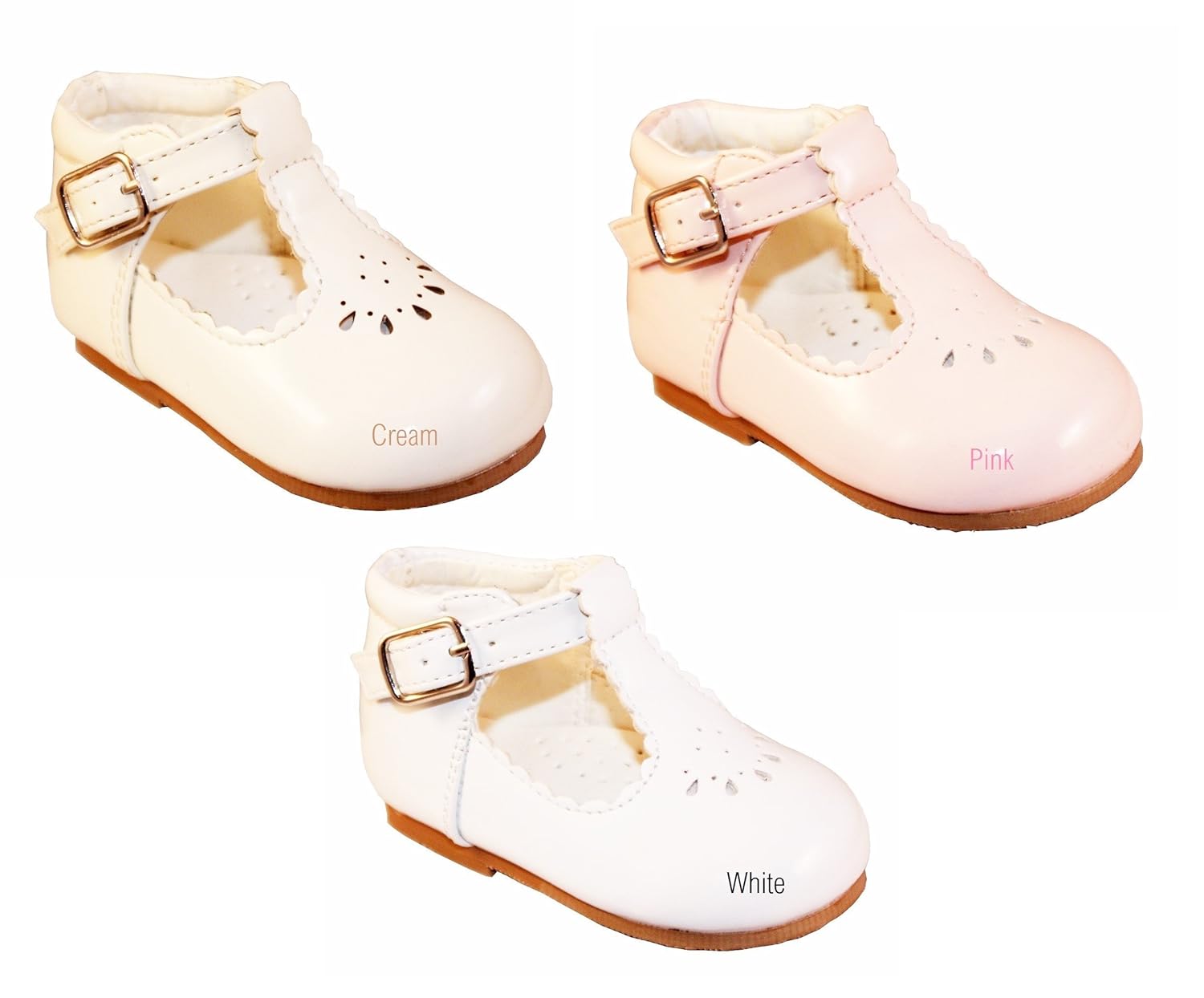 Sevva Baby Infant Girls Spanish Style Patent TBar Faux Leather Non Slip First Walking Shoes