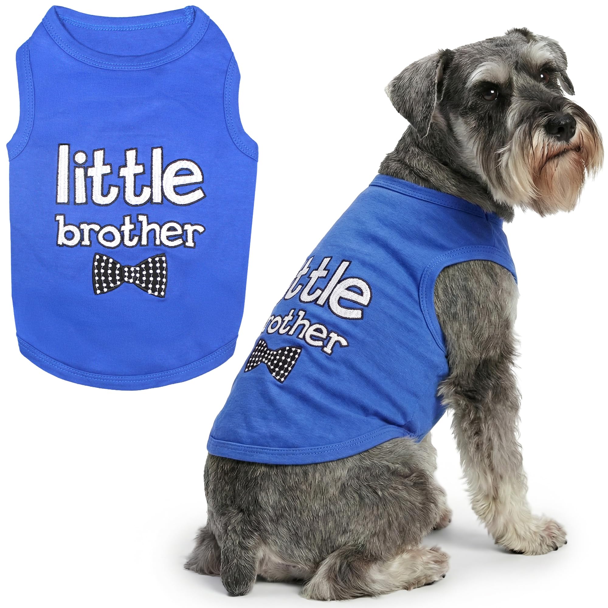 Parisian Pet Dog Cat Clothes Tee Shirts Little Brother, Little Sister (Little Brother, 2XL)