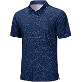 Cotrasen Mens Golf Polo Shirts Short Sleeve Quick-Dry Print Tee Shirt Moisture Wicking Performance Polo Strech Shirts